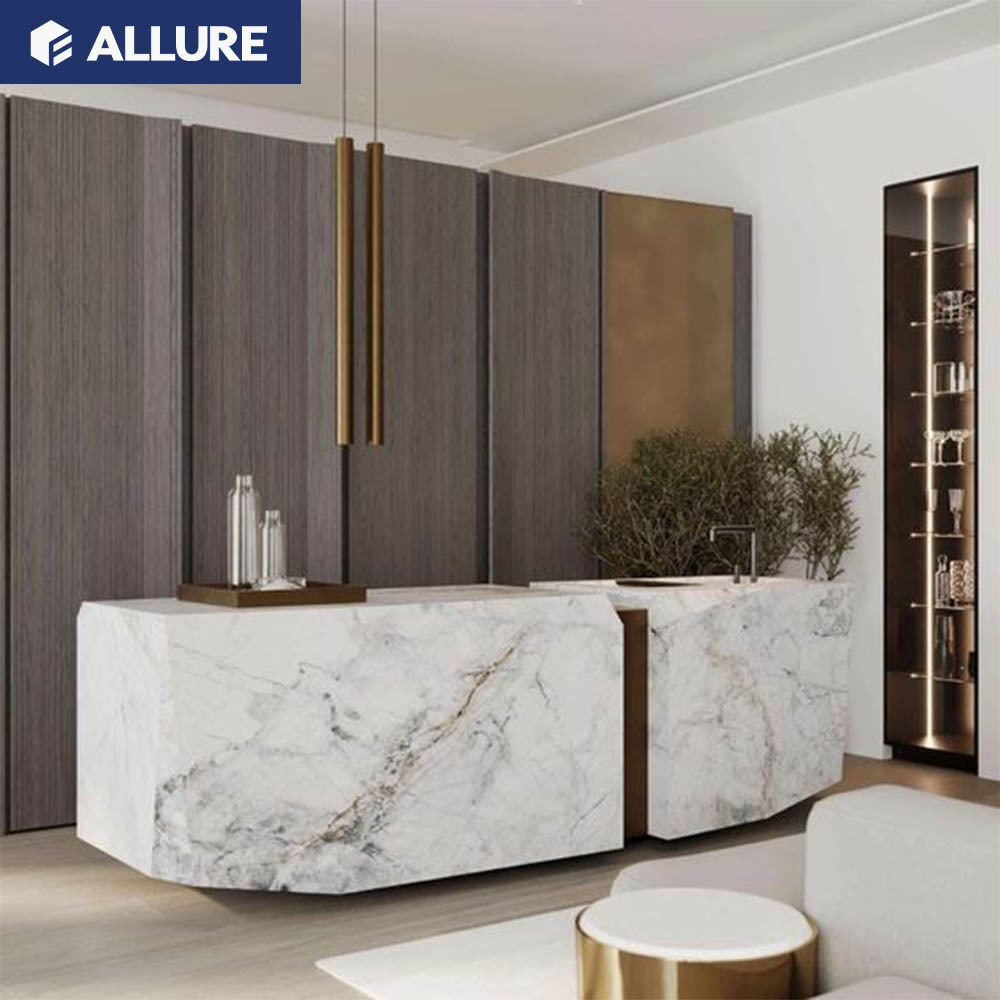 Allure smart multifunctional hotel room walnut marble tops kitchen cabinets for kitchen purple color