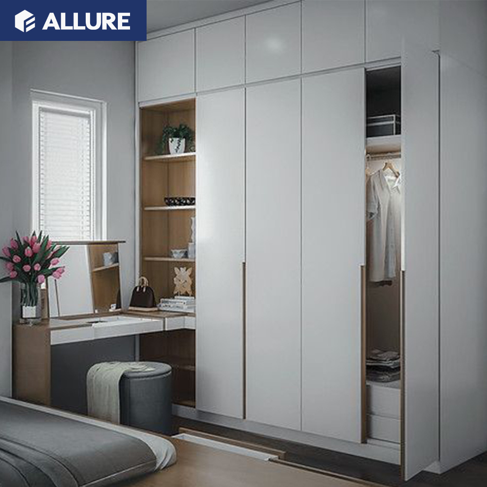 Allure manual 3 door sliding mdf wooden portable tv dress wardrobe accessories closet