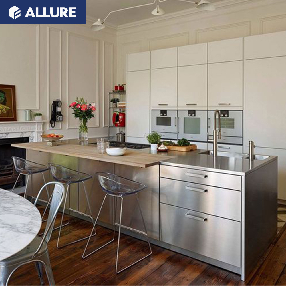 Allure Kitchen Cabinets Simple Customized Durable Modern Mobile Home Kitchen Sinks Interior Design Cuisine U Shape Steel 5 Years