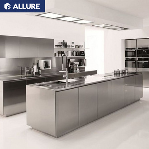 Allure Custom Modern Design Aluminium Stainless Steel Kitchen Cabinets With Wheels