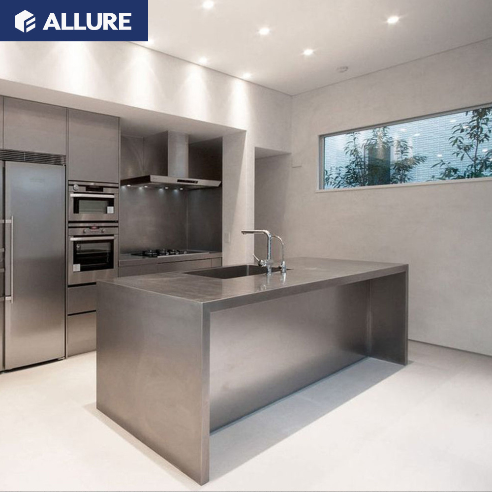 Allure Custom Modern Design Aluminium Stainless Steel Kitchen Cabinets With Wheels