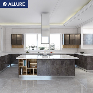 Allure smart multifunctional hotel room walnut marble tops kitchen cabinets for kitchen purple color