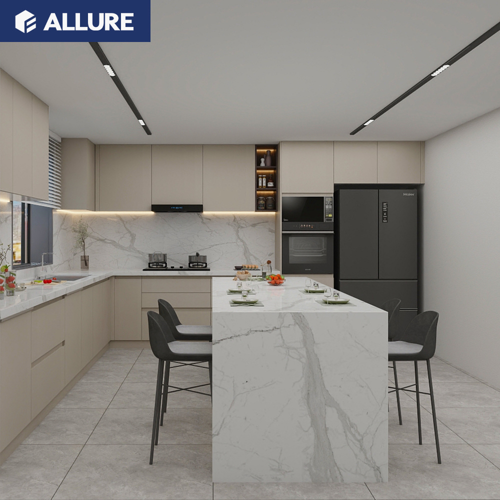 Allure Hot Sale Built In High Quality Wholesale American Hotel Lacquer Kitchen Cabinets Gloss Plastic