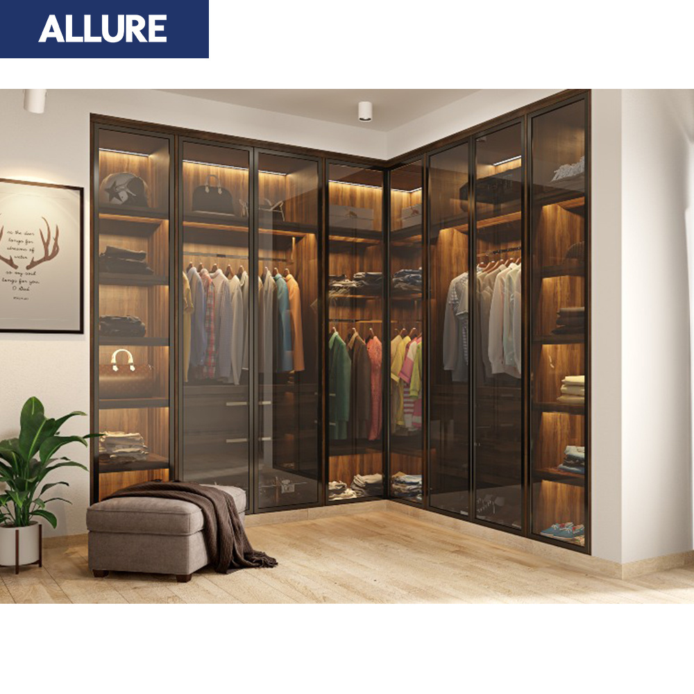 Allure Multifunction Four Door Contemporary Cheap Black Gloss Wardrobe Closet Sale