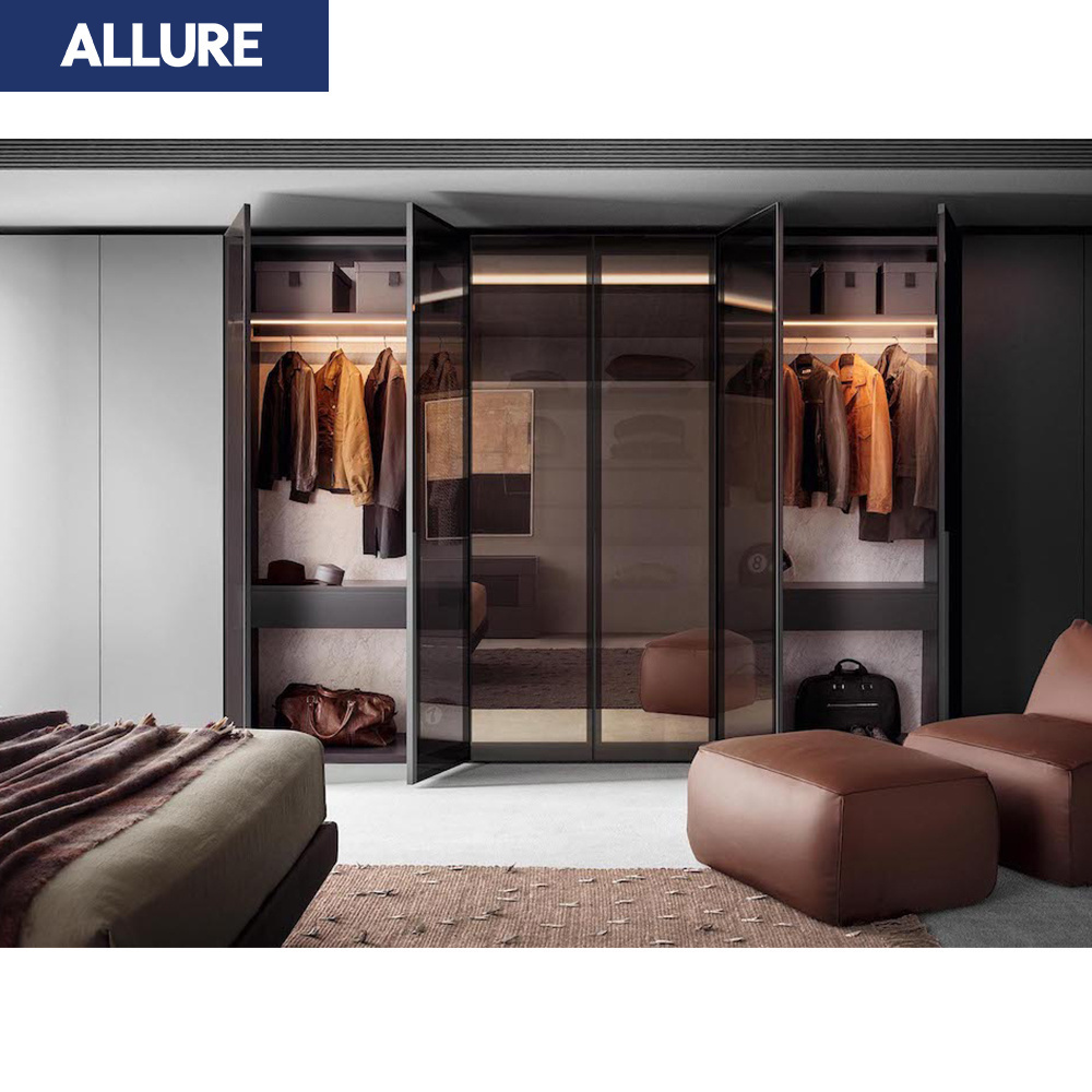 Allure Multifunction Four Door Contemporary Cheap Black Gloss Wardrobe Closet Sale