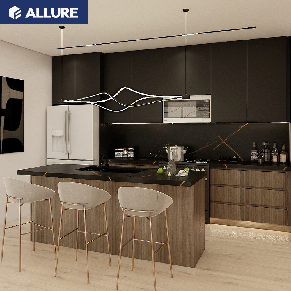 Allure Project High Quality Large Standard Full Engineering Cocina  Model Luxury Furniture Smart Kitchen Cabinet Designs