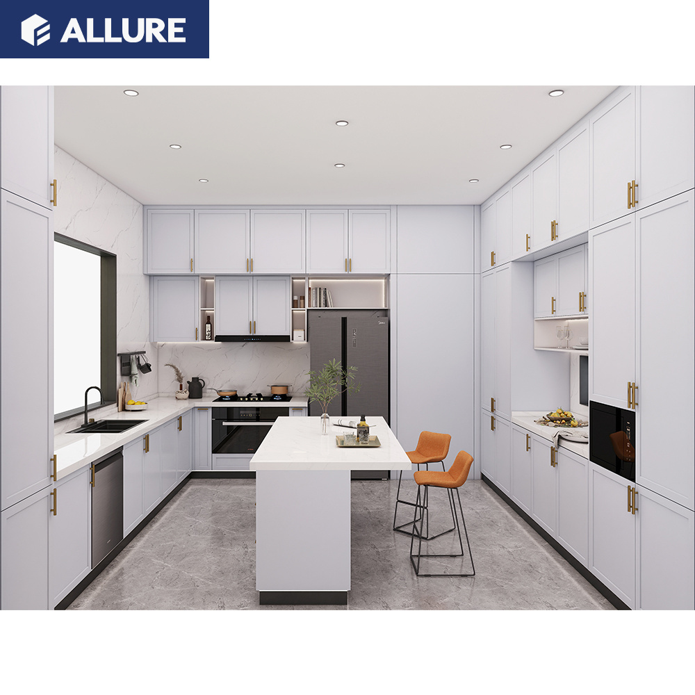 Allure White Pantry Design Modern Muebles De Cocina Smart Storage Simple Solid Wood Modular Furniture Supplies Kitchen Cabinet