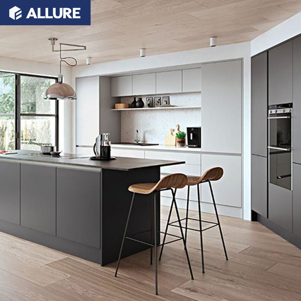 Allure Storage Solid Wood Luxury Modern Complete Set Island Table Modular Custom Cupboard Pantry Furniture Kitchen Cabinets