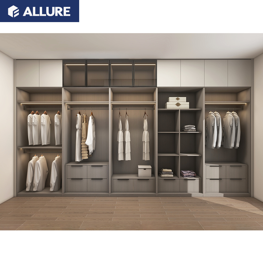 Allure Oriental Furniture Cloth System Swing Door Wall Women's Clothing Bedroom Wardrobe Cabinet And Bed