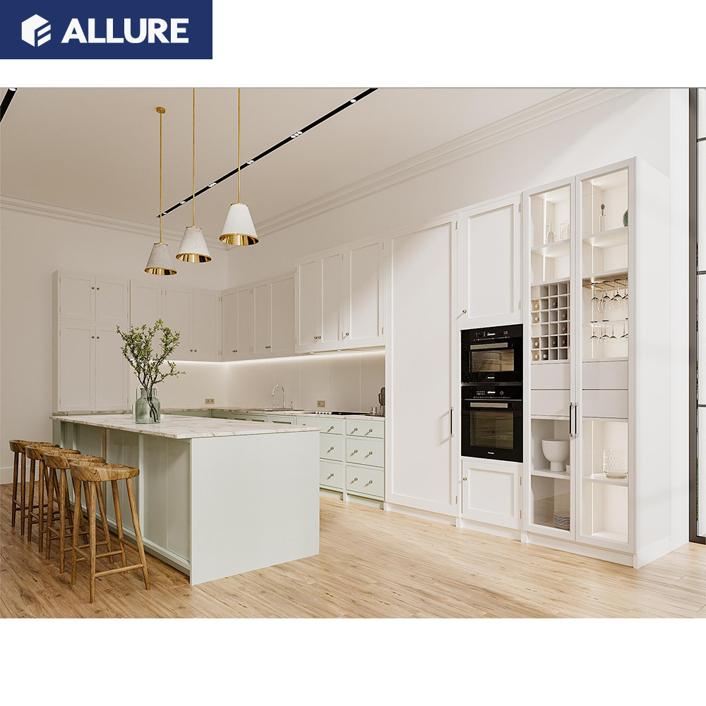 Allure Laminate Custom Curved Ready Solid Wood Wholesale Apartment Complete Set Cocina Integral Kitchen Cabinets Designs