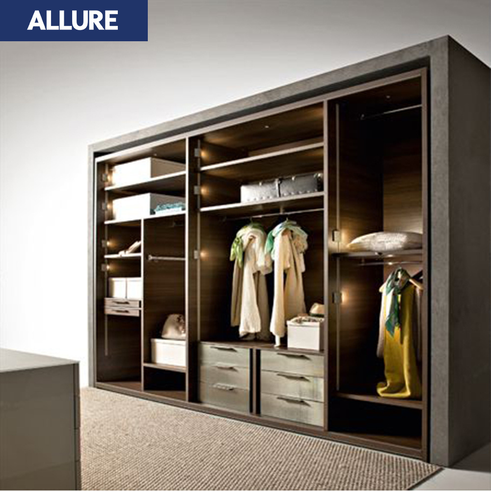 Allure Closet System Chinese Free Standing Mirror 4Door Slide Wardrobe Wooden Japanese