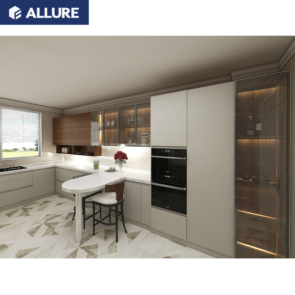 Allure Custom Designs Smart Modern Luxury Shaker Ethiopian Furniture Glass Kitchen Cabinet White