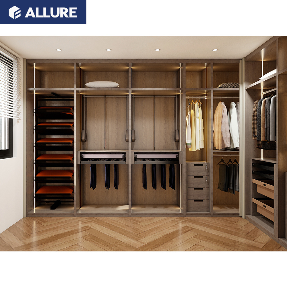 Allure Oriental Furniture Cloth System Swing Door Wall Women's Clothing Bedroom Wardrobe Cabinet And Bed