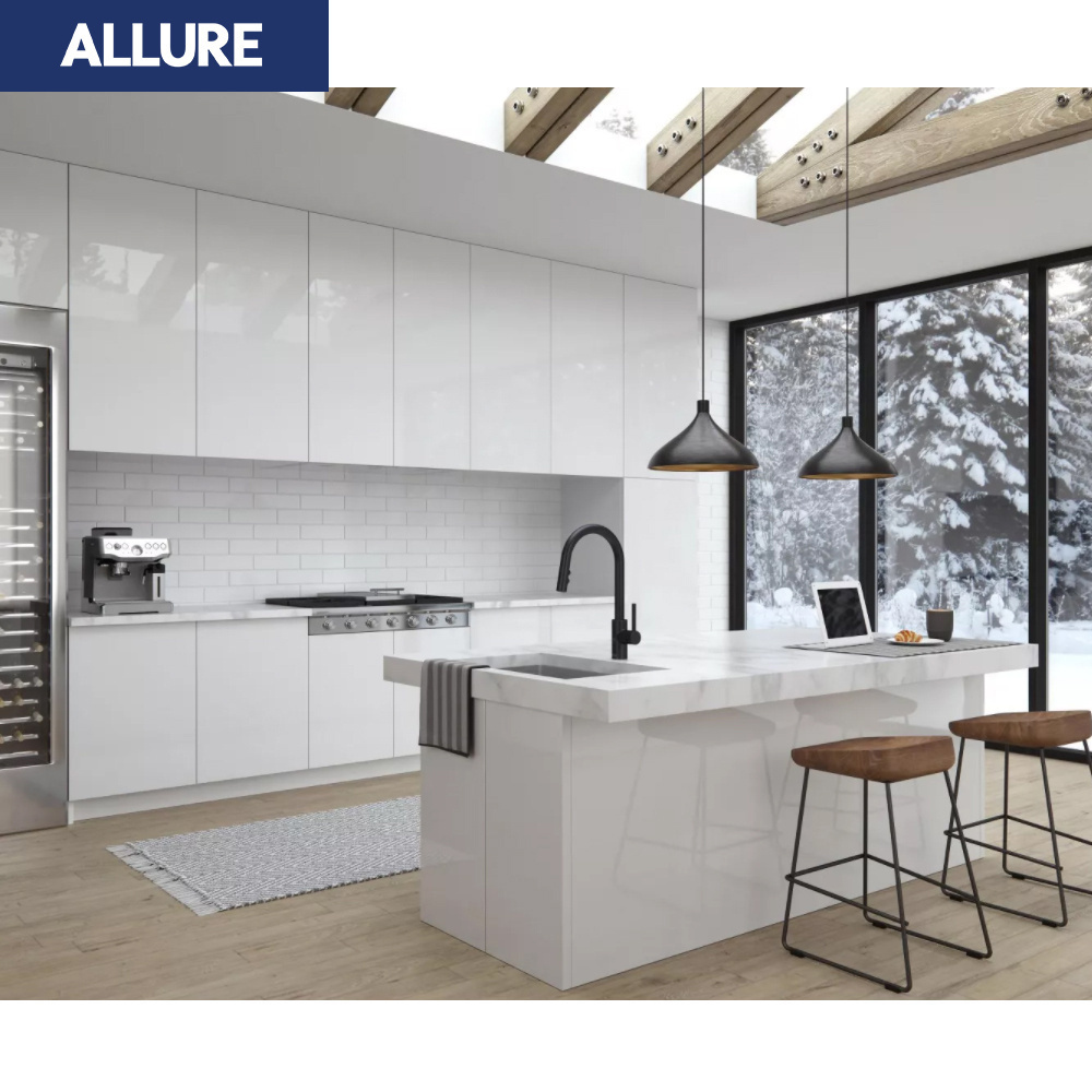 Allure Wholesale Outdoor Home Complet Cucina Island Cupboard Modern Design Sets Modular Cozinha Wood Cabinet Kitchens Furniture