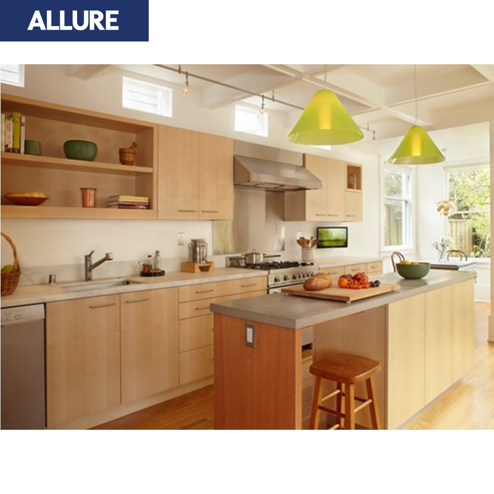 Allure American Style Wooden Unit Sets Base Modern Modular Accessories L Shaped Kitchen Cabinets Furniture Designs Cupboards