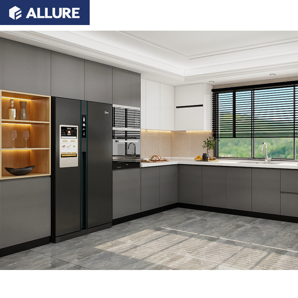 Allure Latest Modern Style Project L Shaped Household Kitchen Base Cabinet Mdf Designs In India