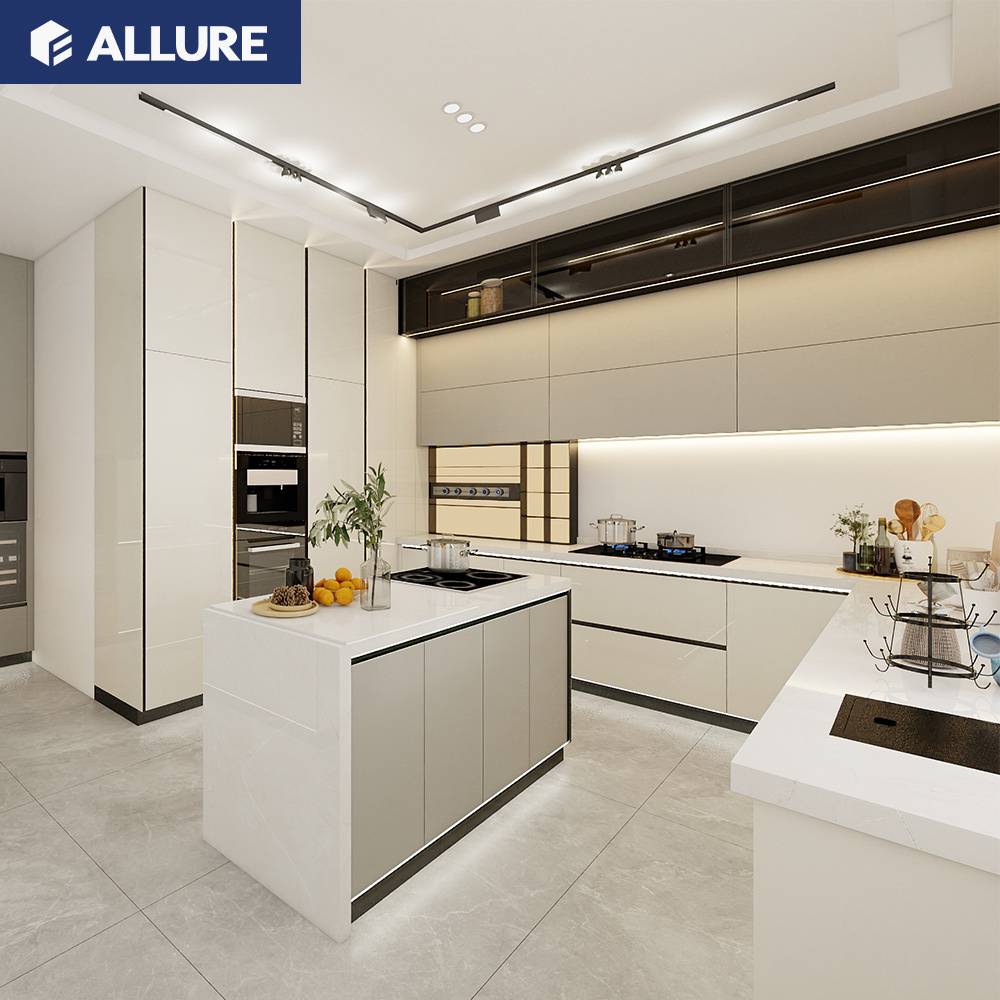 Allure Manufacturer Modern Design Supplies Complete Acrylic Pantry Household Custom Smart Practical Wood Modular Kitchen Cabinet