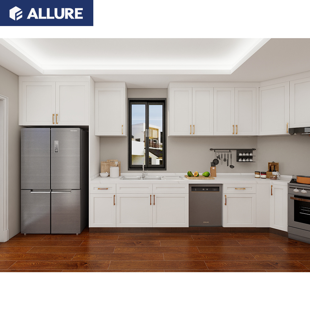 Allure Complete Full Set White Kichen Cabinets Modern Kitchen Furniture Model Sets