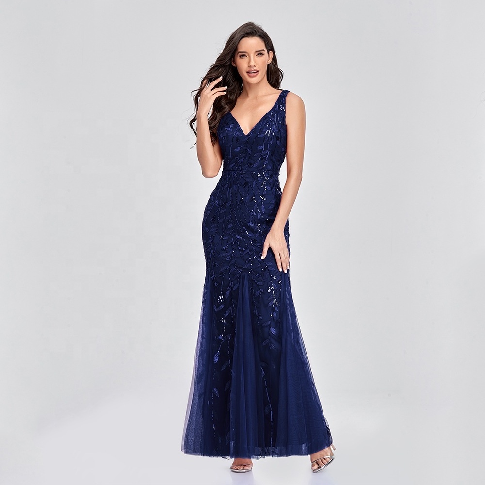 Wholesale Summer  Casual Long Sexy Sequins Elegant Lady Party Dress Women Evening Night Party gowns Ladies Wedding Guest Dresses