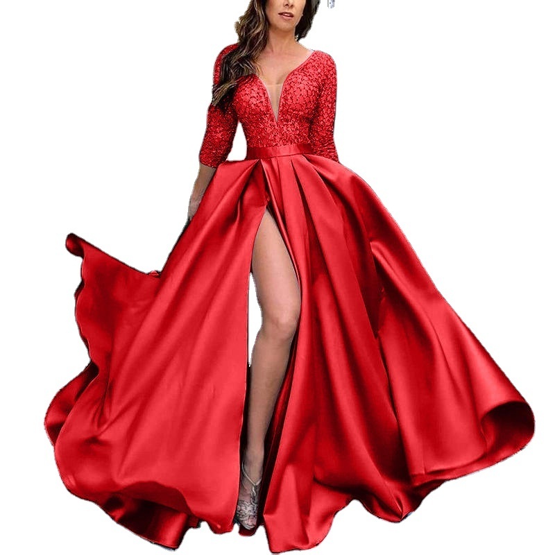 Lady Elegant Plus Size Women'S  Prom Evening Lady Dress Bridesmaid Evening Dress Wedding Guest Stain Dresses For Women