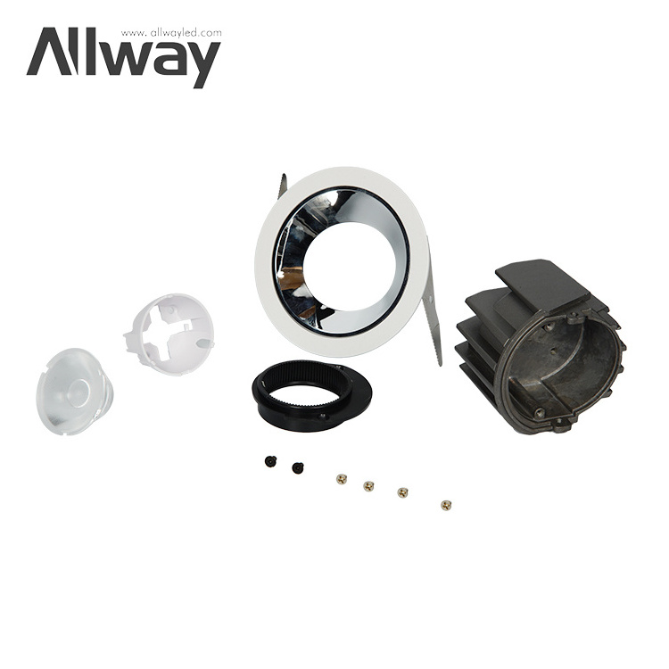 Allway Commercial SKD Angle Adjustable Antiglare Aluminum PC Frame Down Lamp Lights LED Downlight Housing