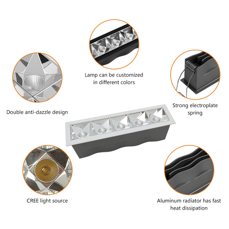 Allway Commercial New Hot Sale Aluminum Linear Ceiling Recessed Downlight 6W LED Downing Linear Light