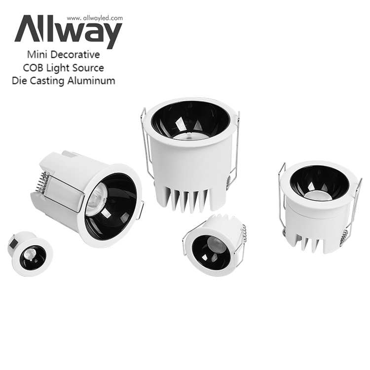 Allway Latest Mini Decorative Recessed Celling Spot Light Frame Indoor 2 3 5 8 12 Watt LED Downlight Housing