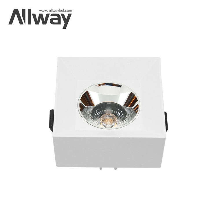 Allway 3 Years Warranty Mini Size Anti Glare Indoor Aluminum 7w 12w Round Square Led Spotlight Housing