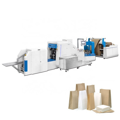 Semi Automatic Square Bottom Kraft Paperbag Shopping Fruit Bag Making Machine , Paper Bags Making Machine For Making Paper Bag