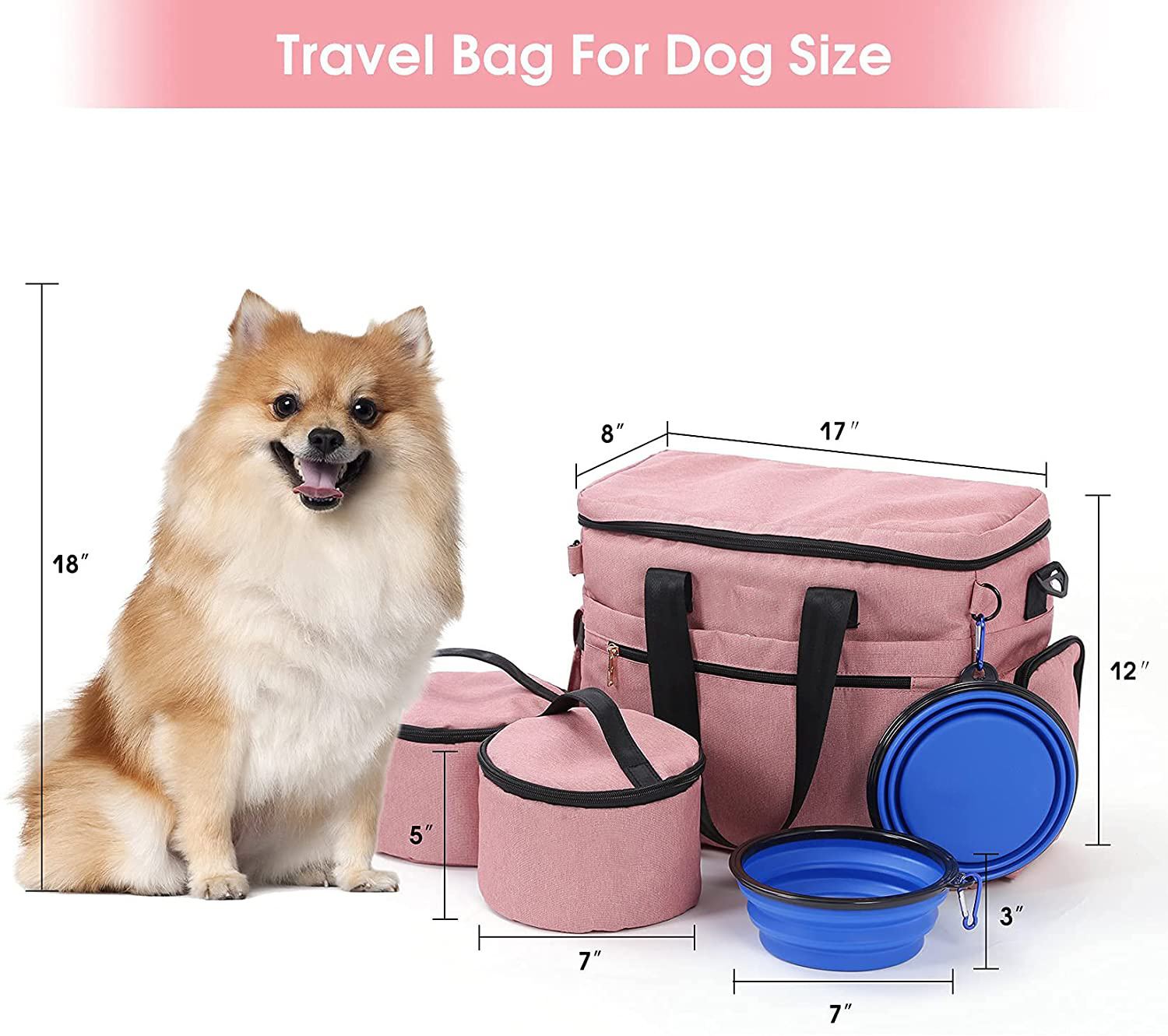 Outdoor Travel Large Capacity Collapsible  Dog Food Carrier Bag Pet Bag For Dog