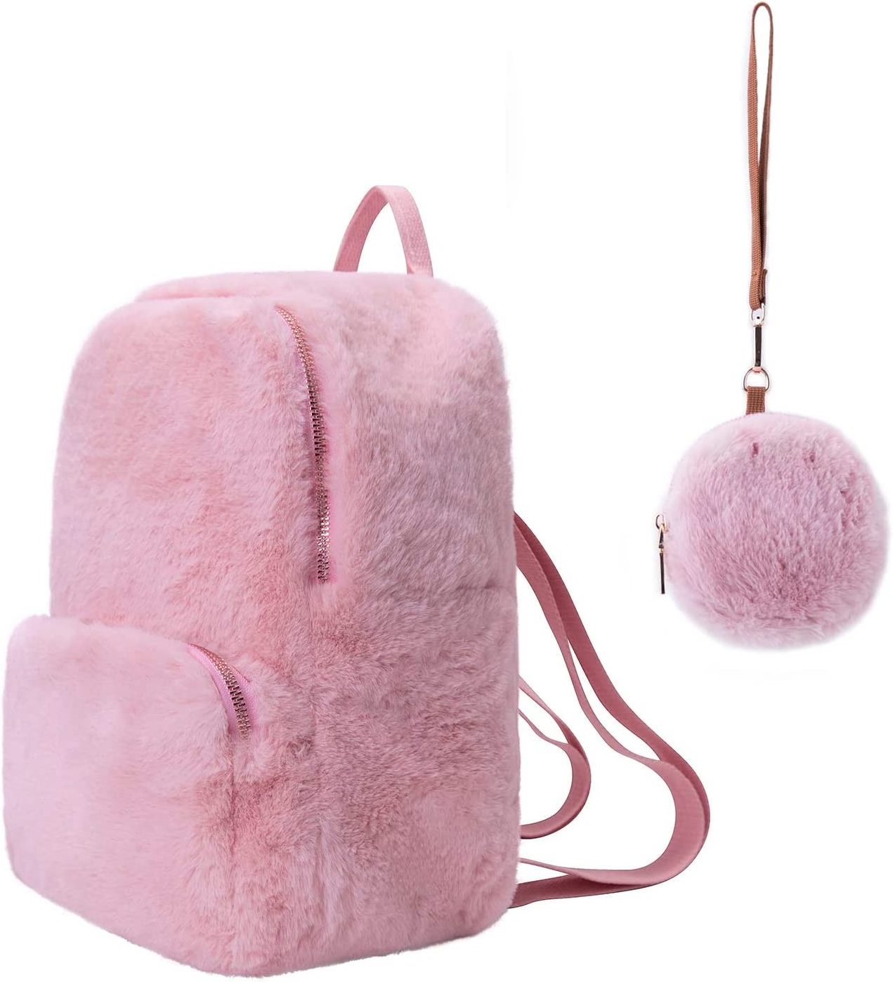 Mini Purse Waterproof Fluffy Daypack Travel Girl Fur Shoulder School Bags Custom Plush Backpack