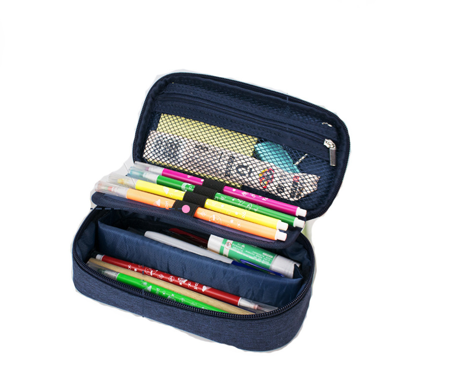 Promotion zipper stationery bag student pen pouch pencil cases  with compartments