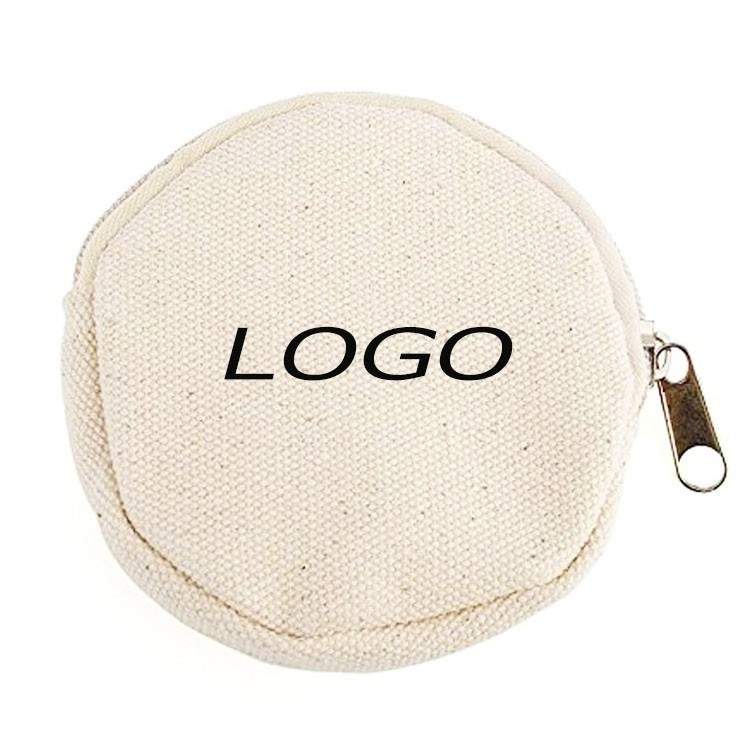 Custom Design Cute Round Canvas Coin purse with zipper