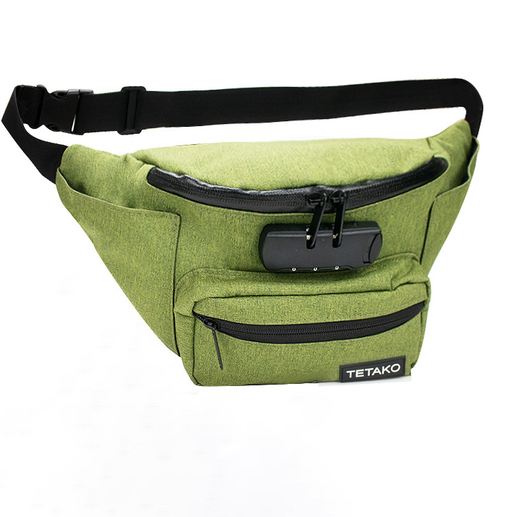 Smoking herb Odorless Activated Carbon Lined waist bag no smell fanny pack Smell Proof Bag with combination lock