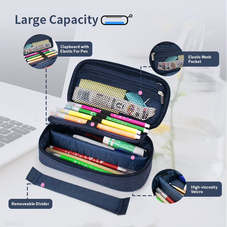 Promotion zipper stationery bag student pen pouch pencil cases  with compartments