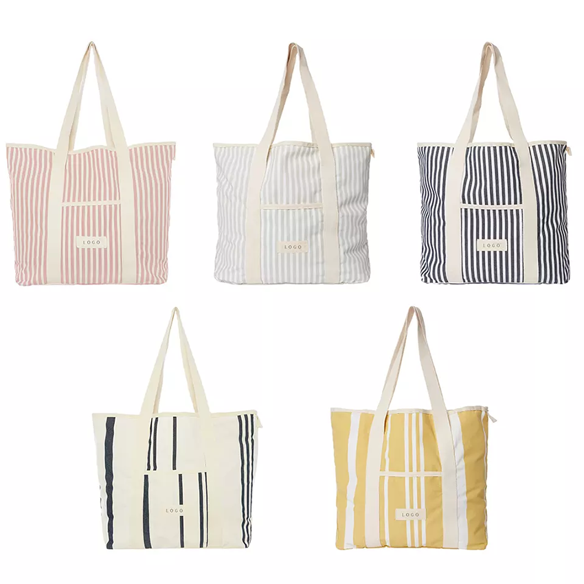 Wholesale Waterproof Cotton Grocery Summer Shopping Bag Customized Tote Canvas Beach Bags