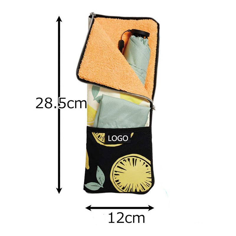 Customized Folding Waterproof Outdoor Beach Print Water Absorption Microfiber Sun Umbrella Storage Pouch Umbrella Cover