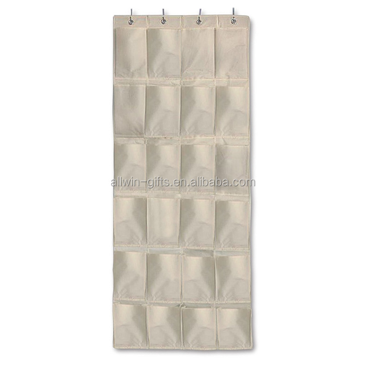 Canvas heavy duty hanging over the door shoe rack with 24 pockets