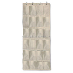 Canvas heavy duty hanging over the door shoe rack with 24 pockets