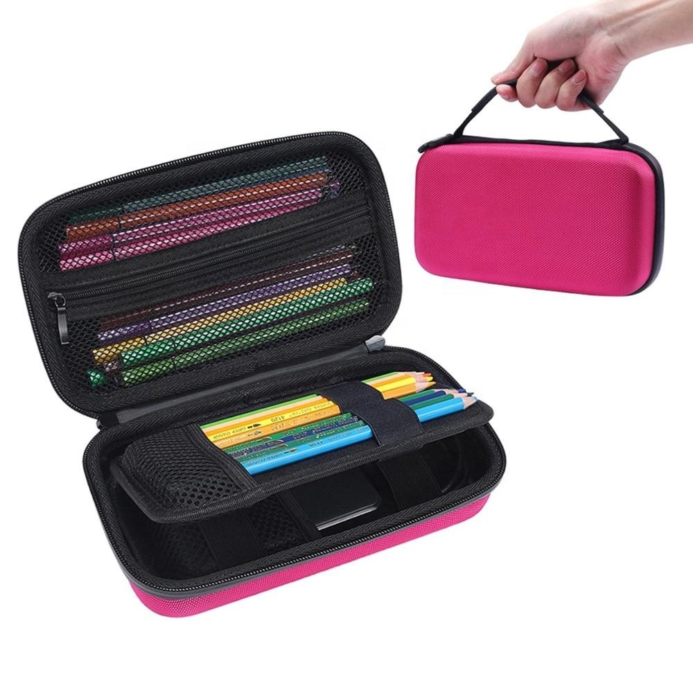 School multi function large capacity EVA hard shell pencil case with zipper