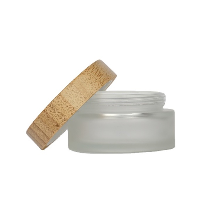 Factory Direct Sale Cosmetic Skin Care Glass Jar With Bamboo Screw Lid bamboo glass frosted cosmetic container jars