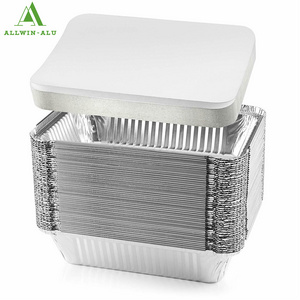 ALLWIN-ALU Aluminum Foil Trays 450 ml BBQ Disposable Roasting takeaway Oven Baking Containers Lids