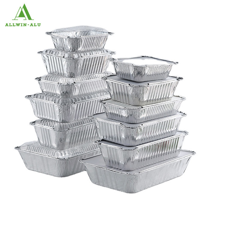 ALLWIN-ALU Aluminum Foil Trays 450 ml BBQ Disposable Roasting takeaway Oven Baking Containers Lids