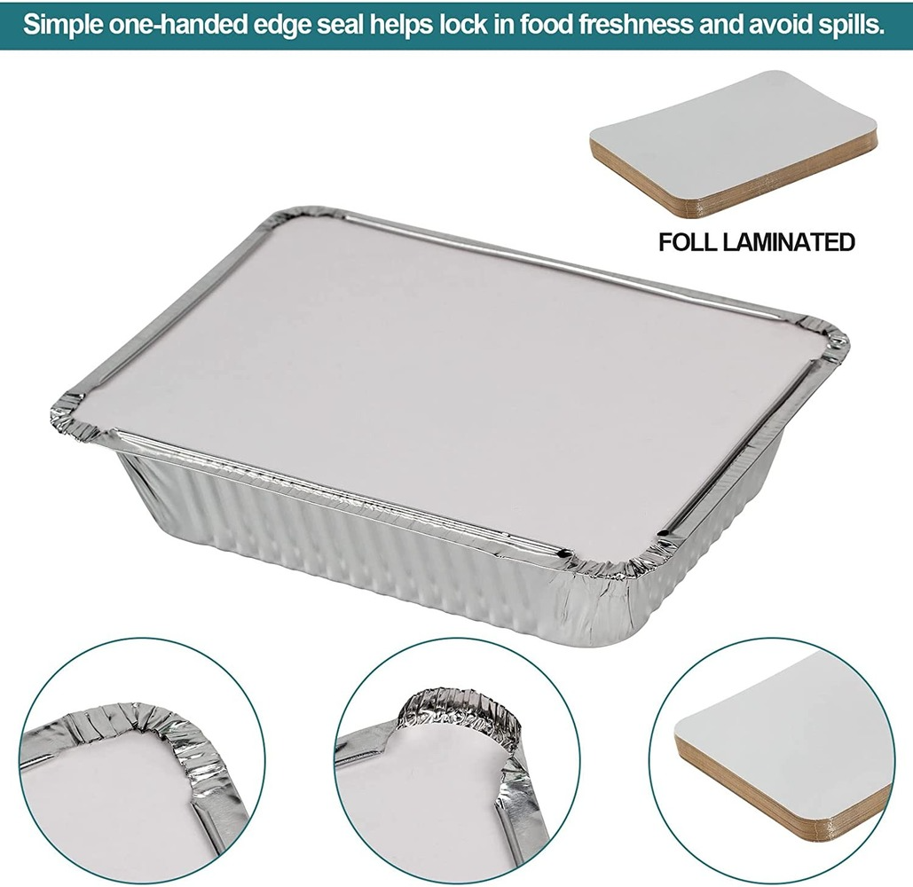 Disposable Food Packaging Aluminum Containers Tin Foil Dishes Catering Aluminium Foil Tray With Plastic Lid 260ml ~ 1750ml