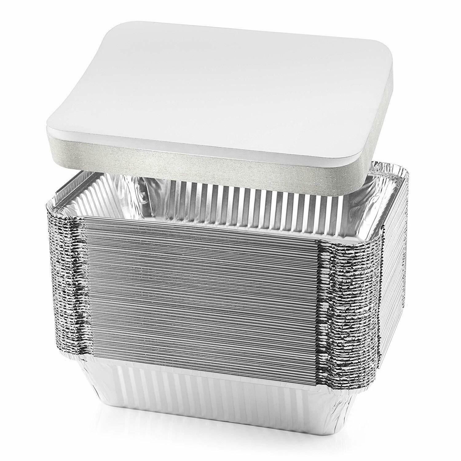 ALLWIN-ALU Aluminum Foil Trays 450 ml BBQ Disposable Roasting takeaway Oven Baking Containers Lids