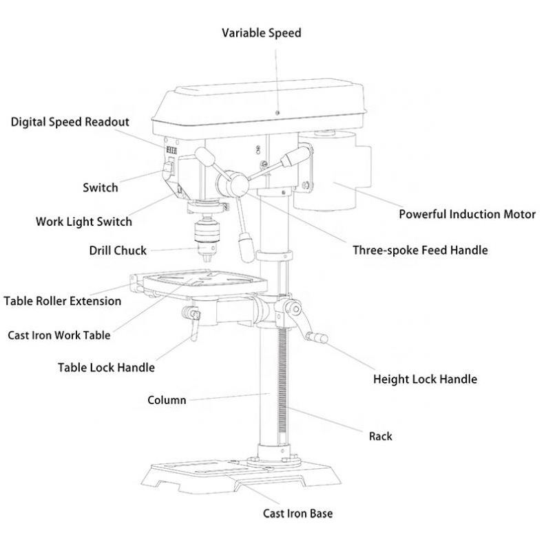 Allwin DP30016VL 550W Adjustable Variable Speed Metal Bench Press Drillings Machine For Woodworking