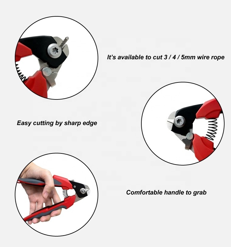 Cutting Hand Tools For Stainless Steel 3mm 4mm 5mm Wire Rope Cable Cutter