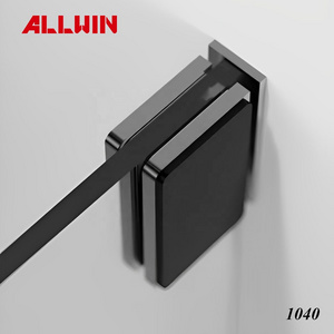 Modern Black Brass Shower Glass to Wall Hinges with Hidden Screw Shower Door Hardware