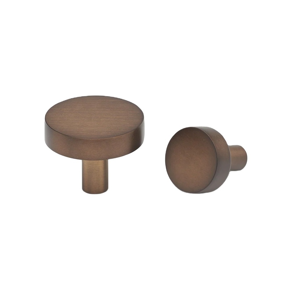 Brown Bronze Cabinet Knob Round Solid Brass Knob Furniture Hardware