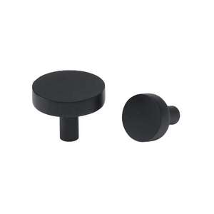 Matt Black Cabinet Knob Round Solid Brass Knob Furniture Hardware